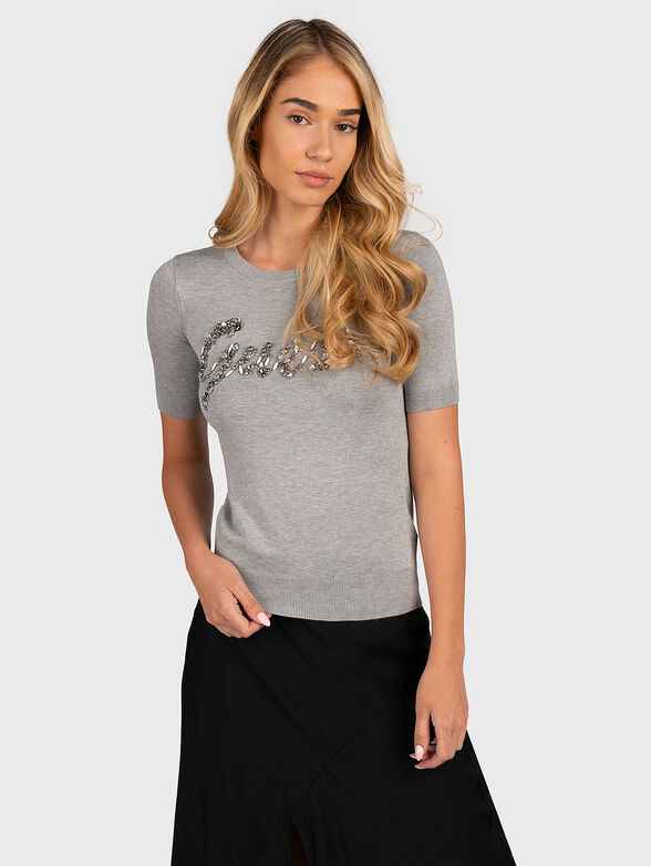 EDITH sweater with short sleeves and gemstone logo - 1