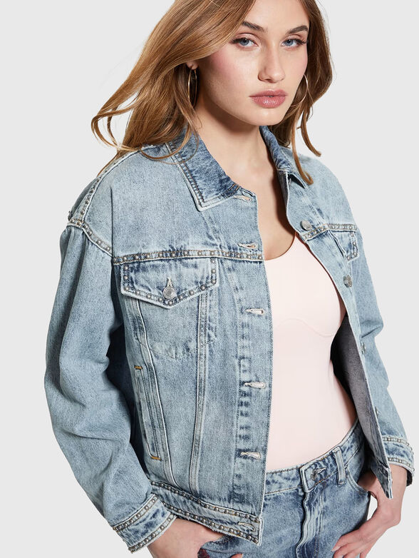 CLARA back print denim jacket - 5