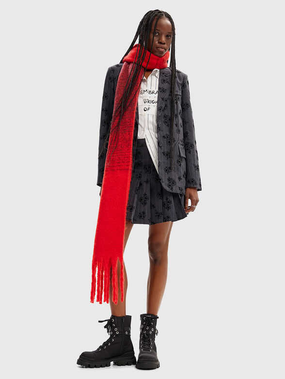 Grey scarf with fringe - 2