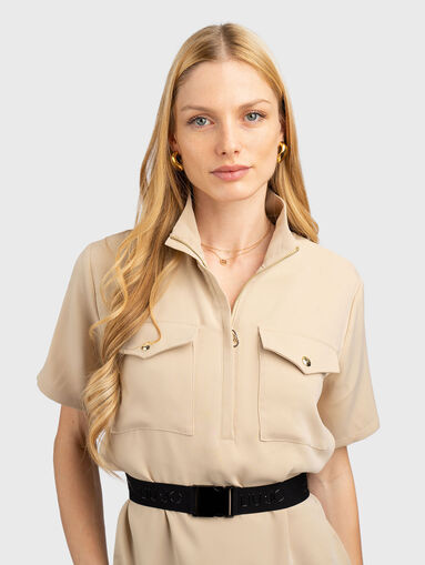 Mini dress with pockets and belt - 3