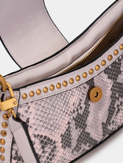 Handbag with snake print and gold eyelets - 4