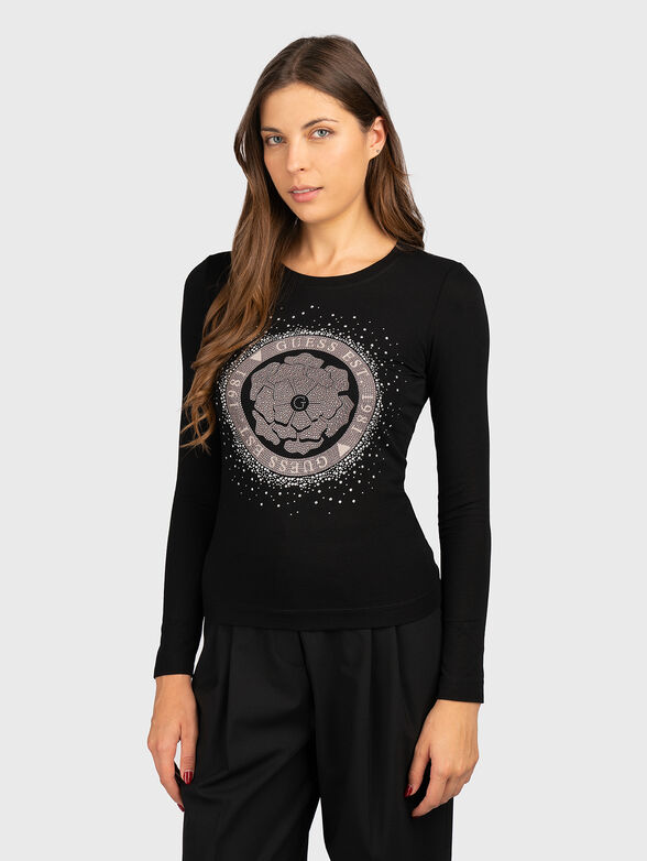 Blouse with rhinestone accent - 0