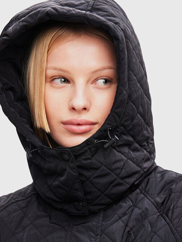 Long black jacket with a hood - 4