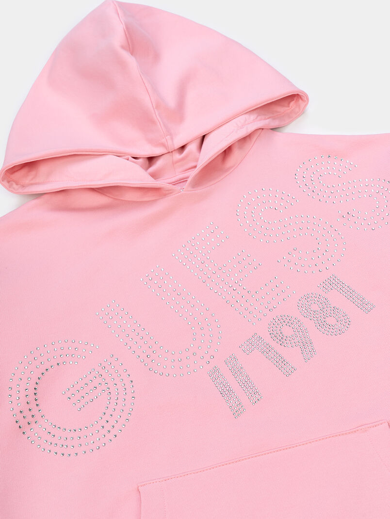 Pink sweatshirt with hood and appliques - 3