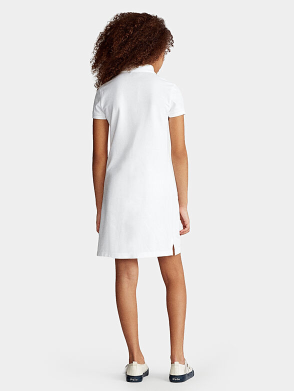 White dress with short sleeves and logo embroidery - 2