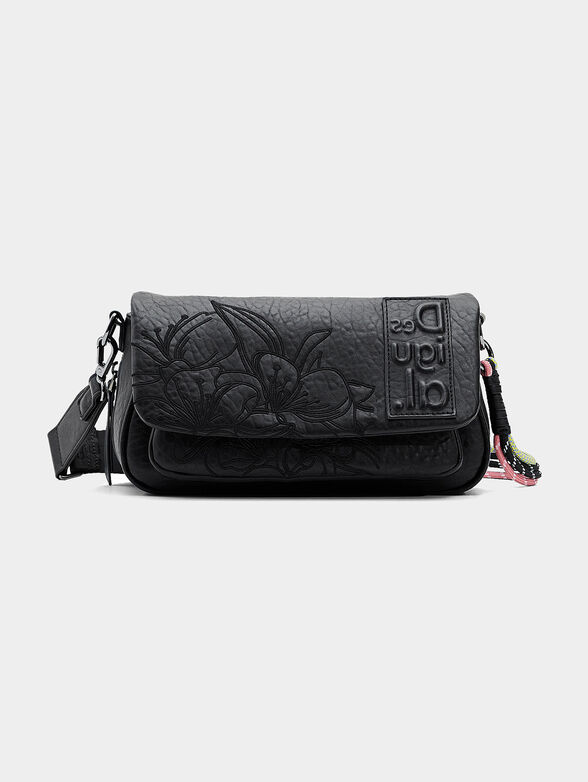 Black crossbody bag with floral embroidery - 1