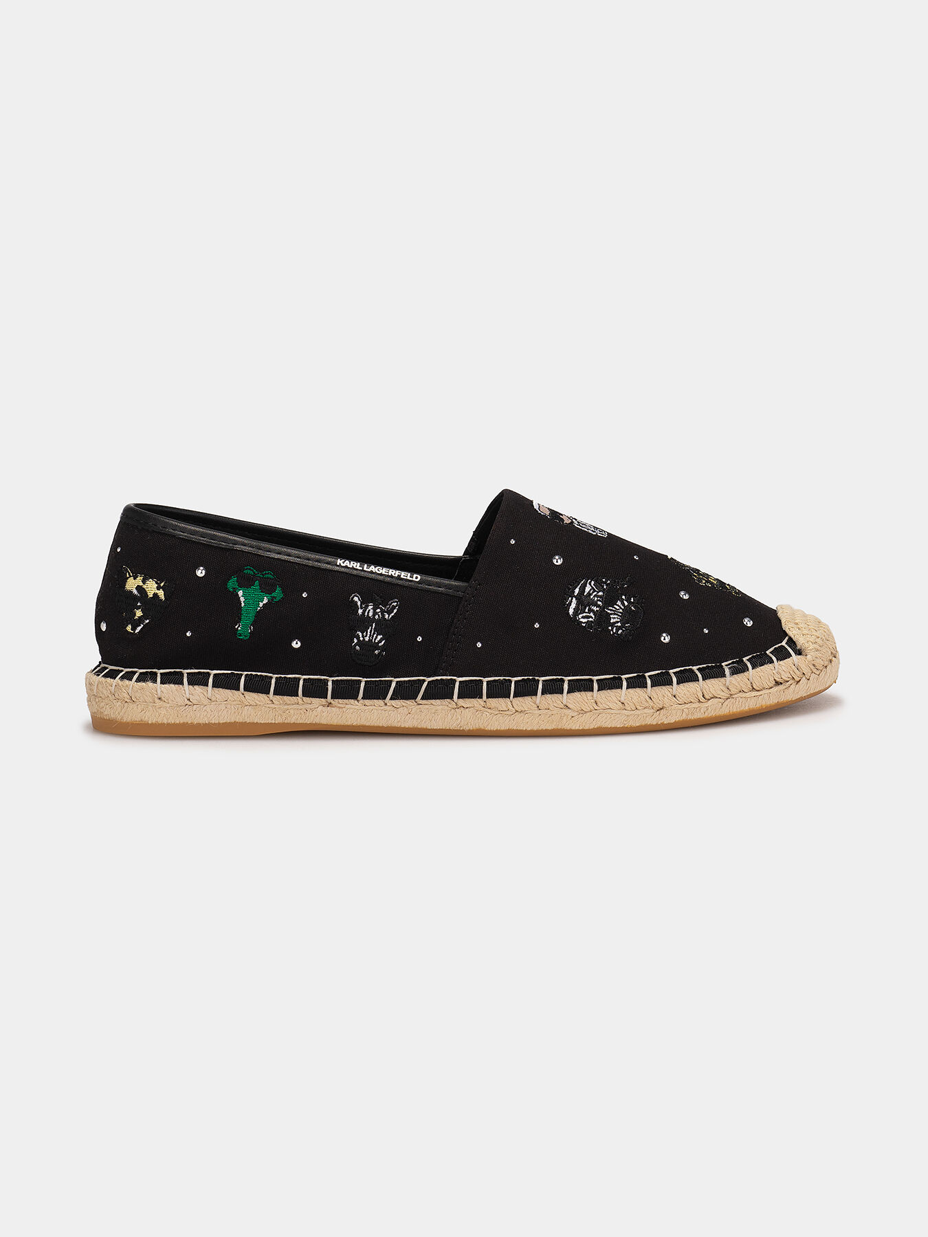 KAMINI black cotton espadrilles brand Karl Lagerfeld