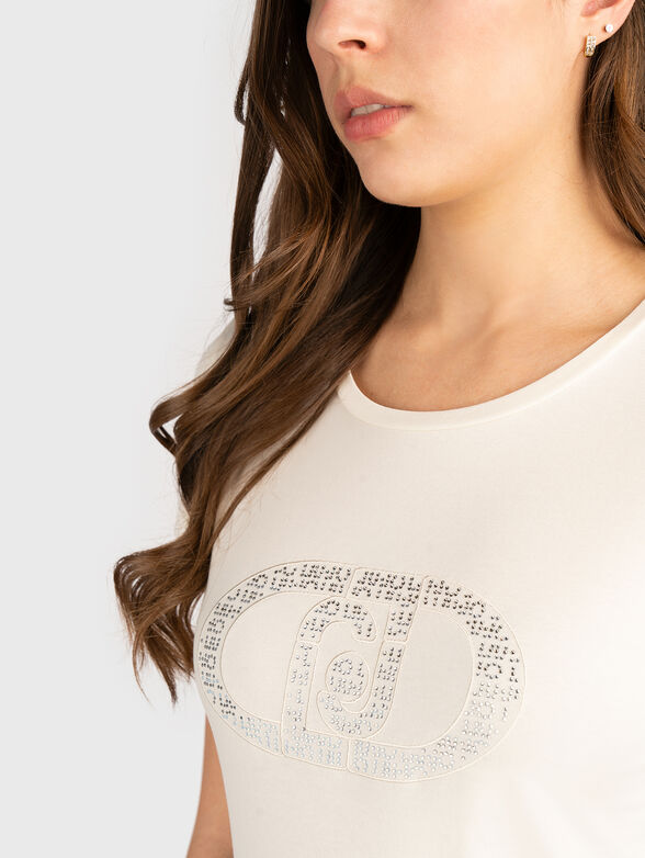 Cotton T-shirt with rhinestones - 4
