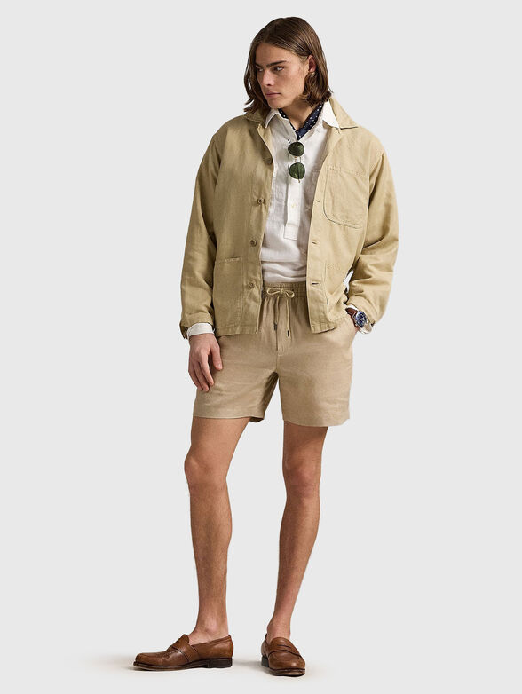 Beige linen shorts - 4