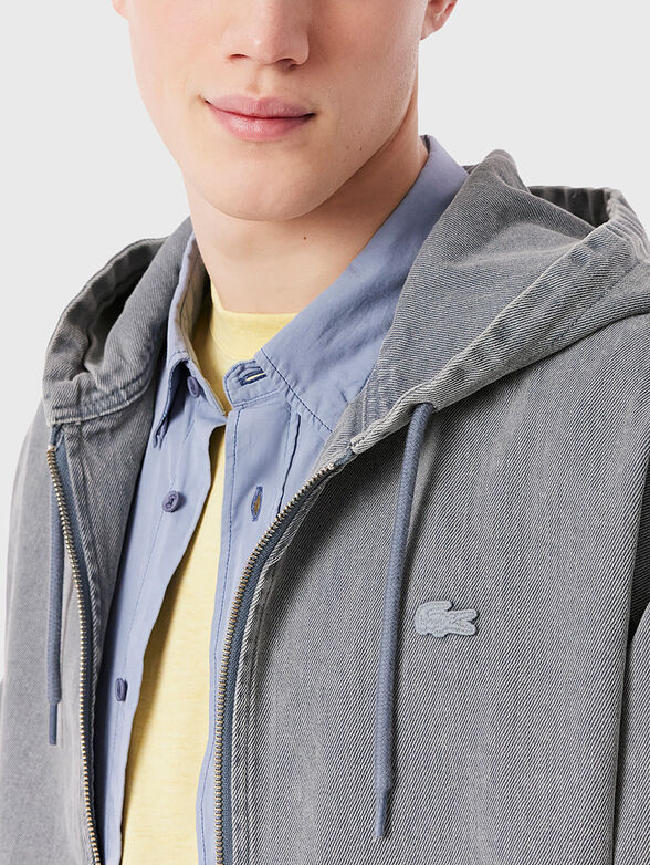 Denim jacket with hood and logo detail - 4