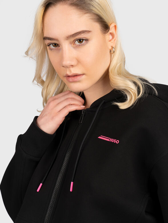 Black cropped sweatshirt with hood - 3