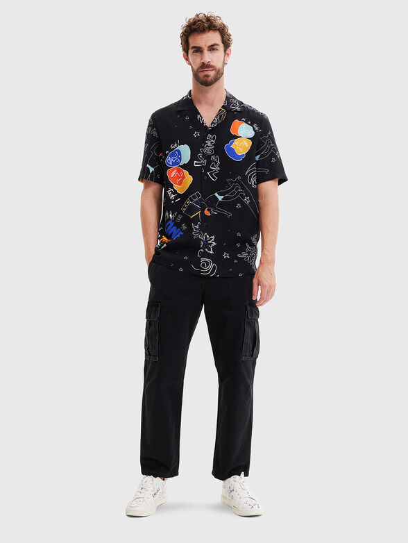 RON black shirt with short sleeve and print - 2