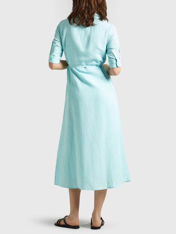 Blue dress of linen and viscose - 2