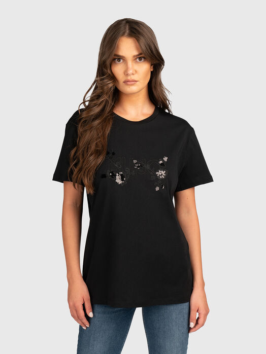T-shirt with embroidered logo and sequins