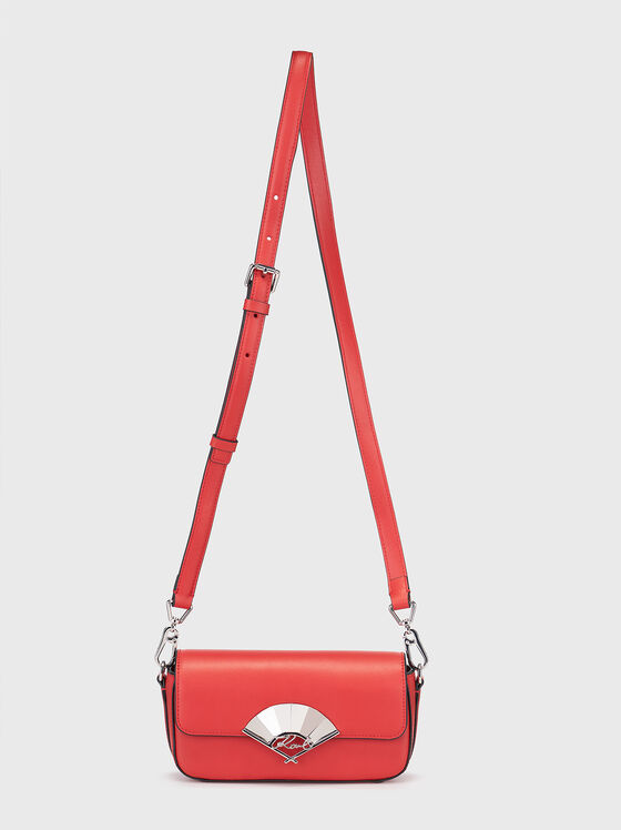 Червена кожена кросбоди чанта K/SIGNATURE - 2
