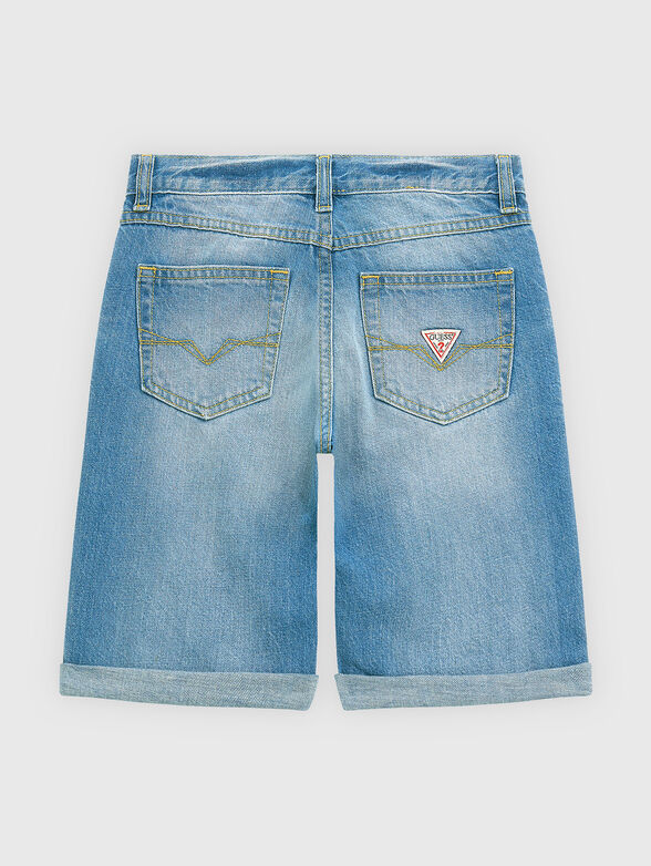 Denim shorts with logo embroidery - 2