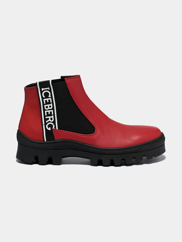 Red leather ankle boots - 1