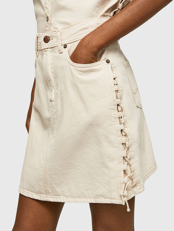 LILLY LACE denim skirt with accent ties - 2