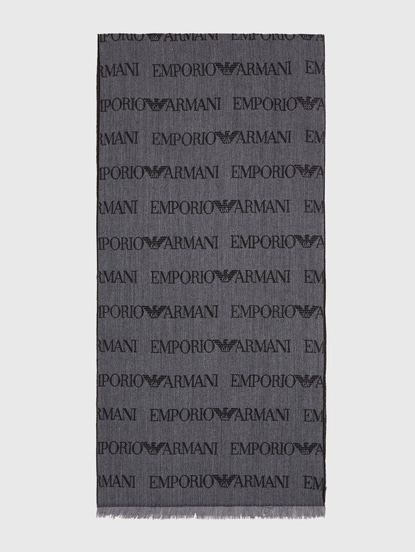 Wool blend scarf with monogram logo - 1