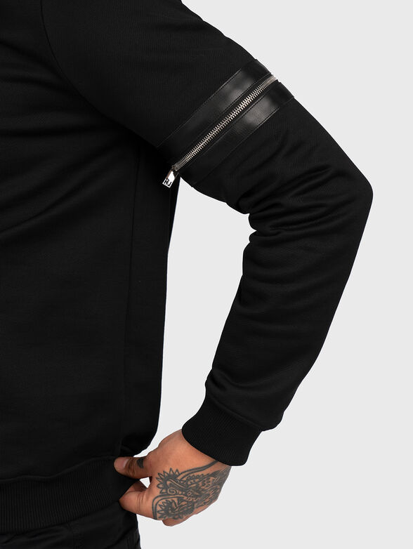 Black sweatshirt with decorative zippers - 5