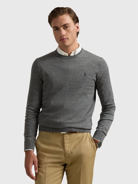 Wool sweater with oval neckline - 1