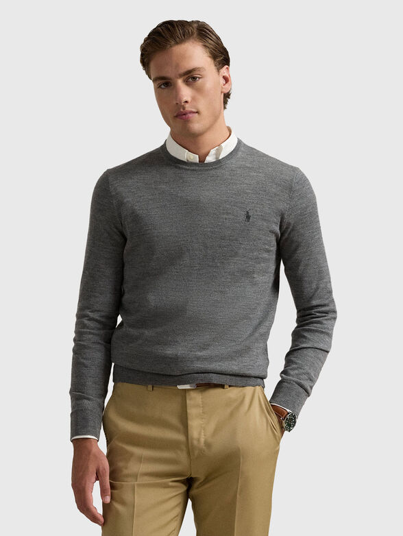 Wool sweater with oval neckline - 1