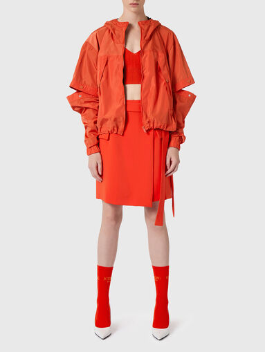 Skirt in coral colour with belt - 5