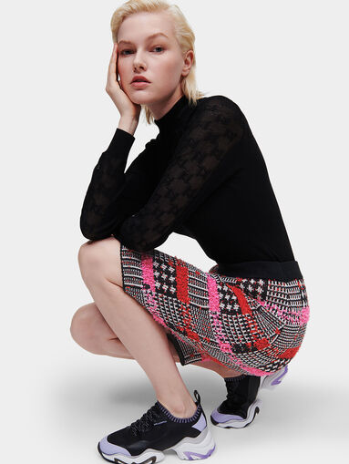 Boucl&eacute; checkered skirt  - 5