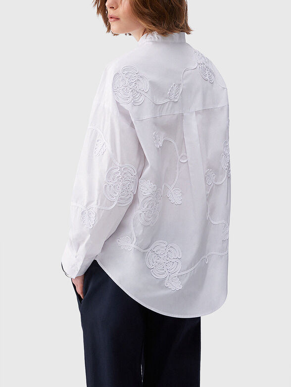 Cotton shirt with floral embroidery - 3
