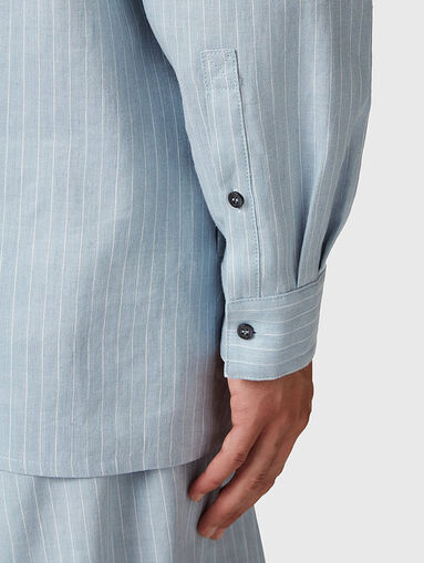 Linen and cotton shirt with hood - 4