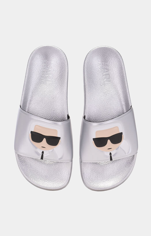 IKONIK Slides with contrasting logo brand Karl Lagerfeld