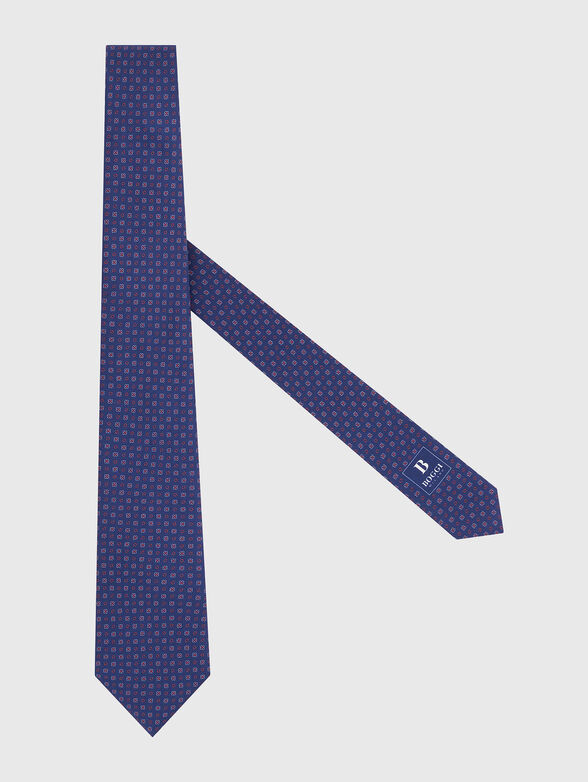 Silk tie with geometric accents - 1