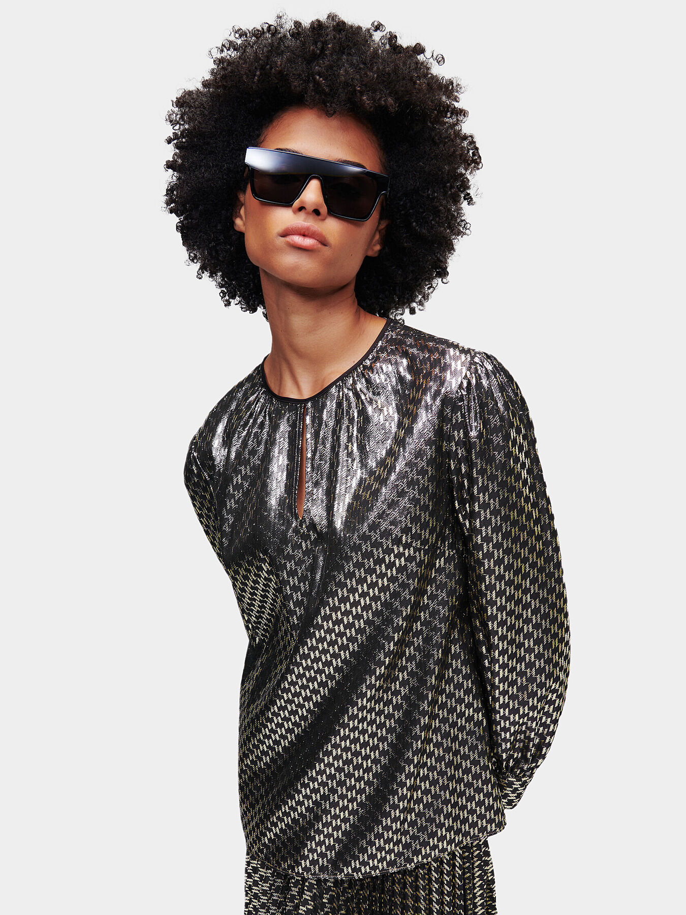 Shirt with monogram print and lurex brand Karl Lagerfeld