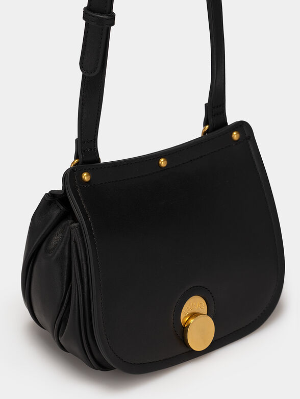Black crossbody bag with golden elements - 5