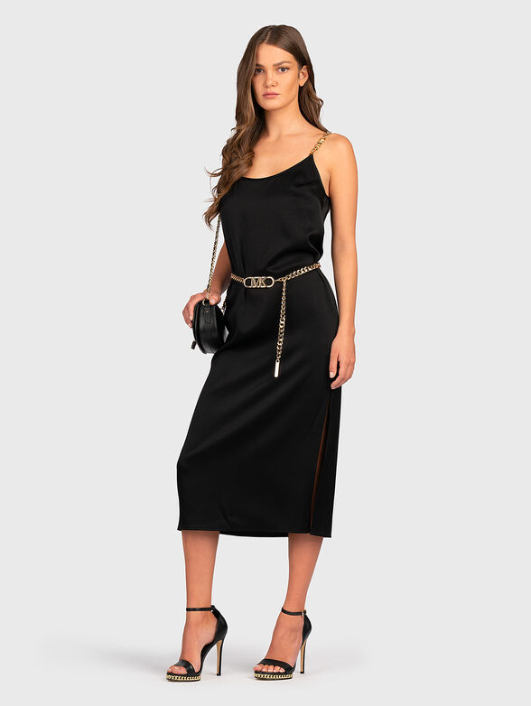 Black dress with accent straps - 4