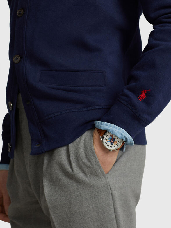 Navy cardigan in cotton blend  - 4