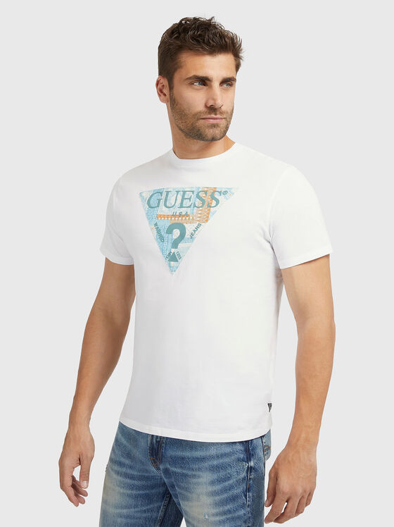 Памучна тениска с триъгълно лого - 1