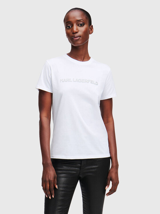 Памучна тениска с акцентно лого - 1