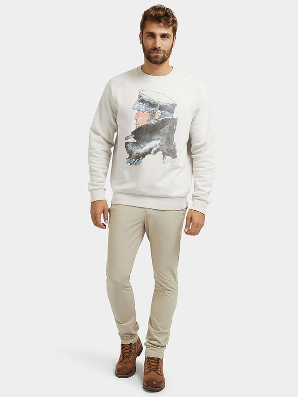 Cotton sweatershirt with contrasting print - 2