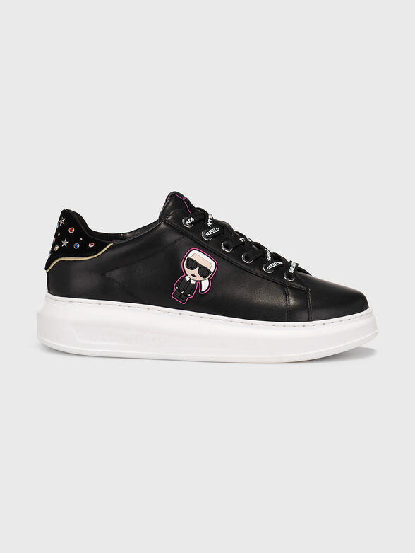 KAPRI black sports shoes with applied rhinestones - 1
