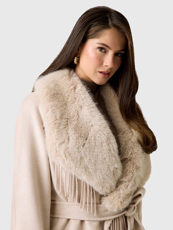 LILIANA wool coat with accent collar - 4