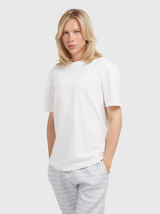 ALPHY beige T-shirt with logo accent - 1