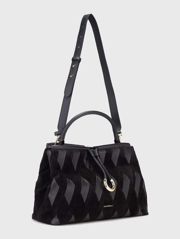 Leather and suede bag with logo - 2