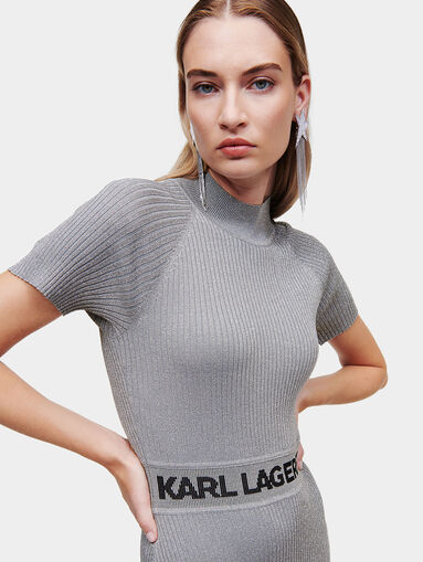Knitted dress with short sleev and lurex threads - 3