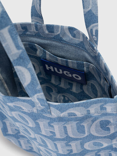 Denim bag with logo print - 5