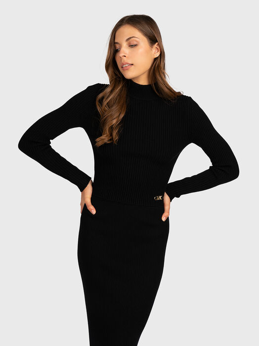 Black turtleneck sweater with logo accent