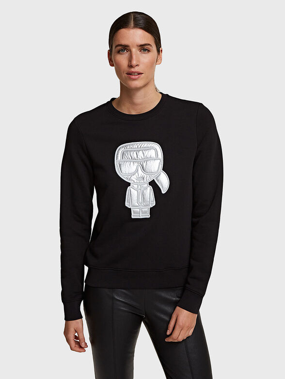 Cotton sweatshirt with textured logo - 1