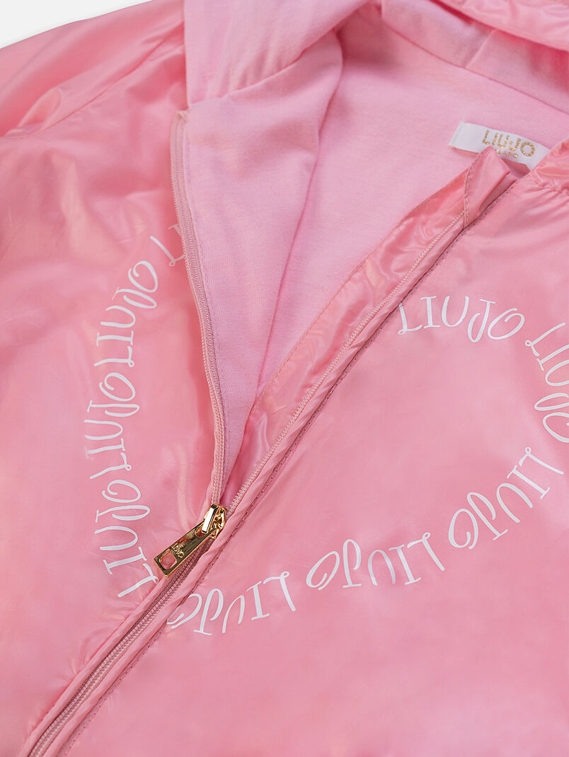 Pink jacket with hood and logo print - 3