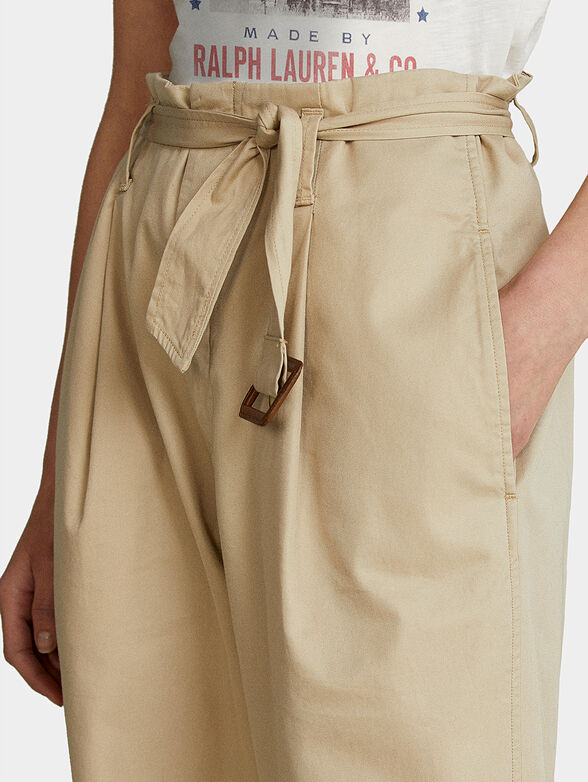 Cotton pants with paperbag waist - 3
