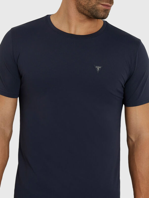 Black cotton blend T-shirt with logo detail - 4